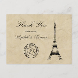 Postal Vintage Eiffel Tower Paris Postmark Gracias
