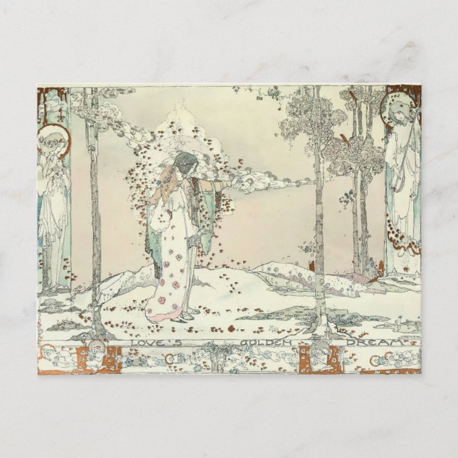 Postal Vintage "El sueño dorado del amor" de Jessie M. Ki (Anverso)