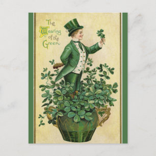 Postal Vintage El uso del verde y el shamrock