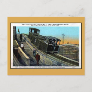 Postal Vintage eléctrico de la mula remolcador del canal