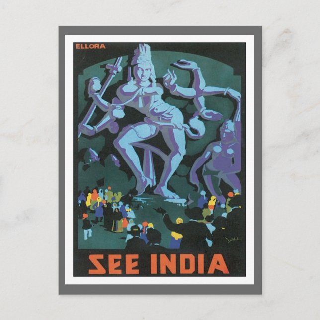 Postal Vintage Ellora Caves India (Anverso)