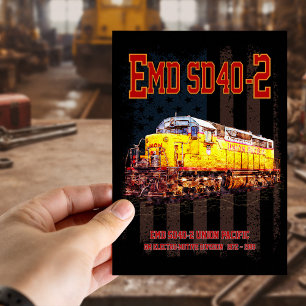 Postal Vintage EMD SD40-2 Bandera estadounidense de locom