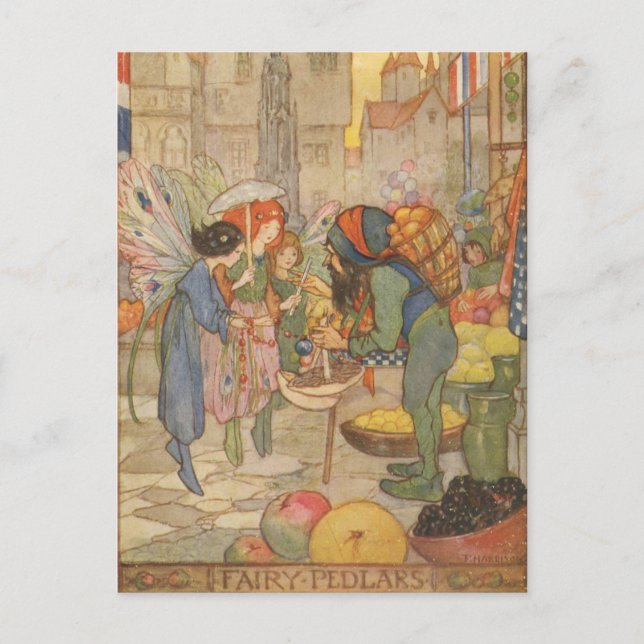 Postal Vintage - En el mercado de la leche, (Anverso)