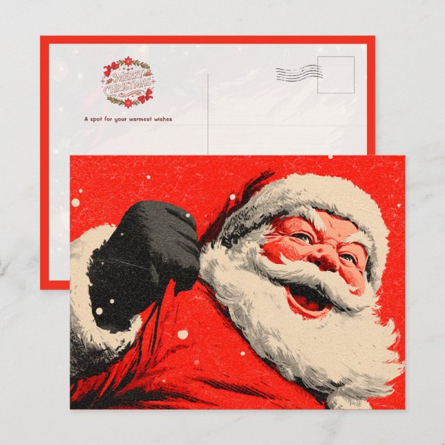 Postal Vintage Energetic Santa Claus (Anverso / Reverso)