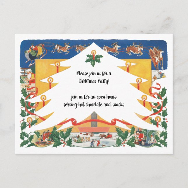 Postal Vintage Escena navideña con Santa Claus (Anverso)