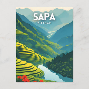 Postal Vintage escénico vietnamita de Sapa