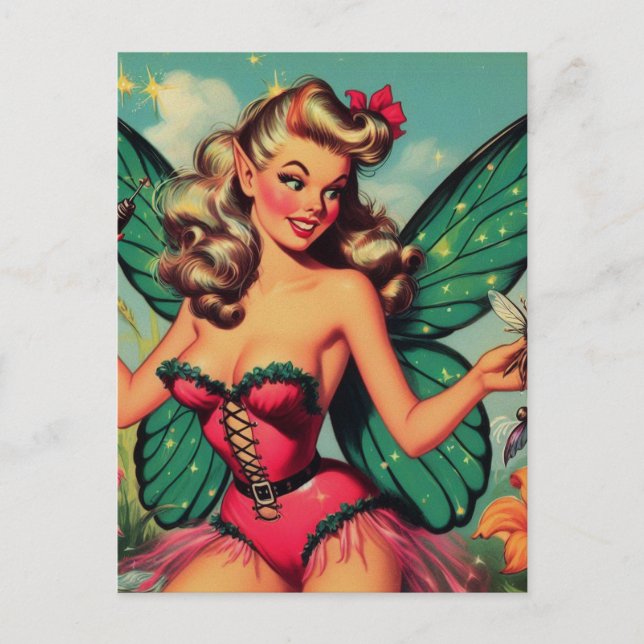 Postal Vintage Fairy Chica (Anverso)