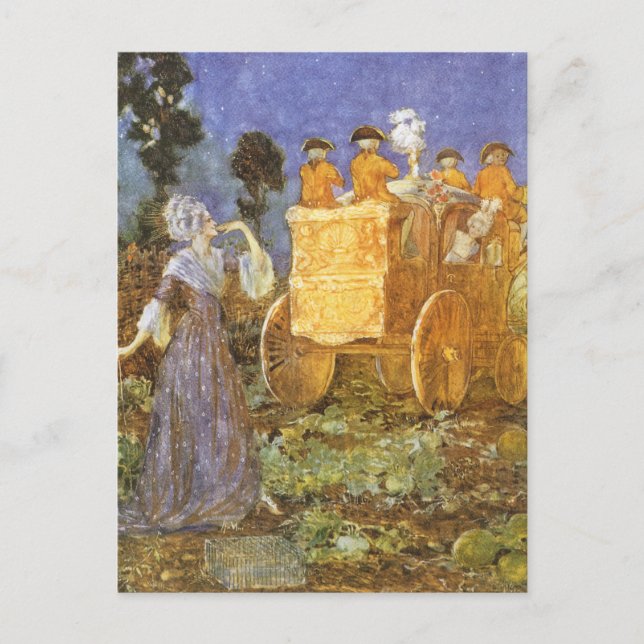 Postal Vintage Fairy Tales Cinderella and Fairy GodMom (Anverso)