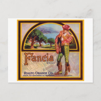Postal Vintage Fancia Rialto Naranja Co.