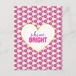 Postal Vintage Fantasy Bright Pink Yellow Purple Floral.