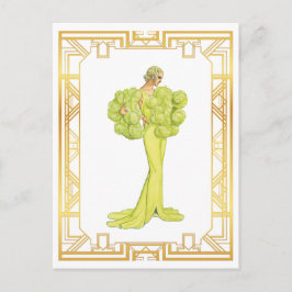 Postal Vintage Fashion Lime Hollywood Gown Art de los año