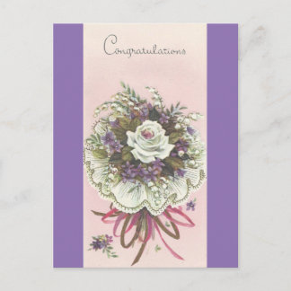 Postal Vintage Felicitaciones Bouquet