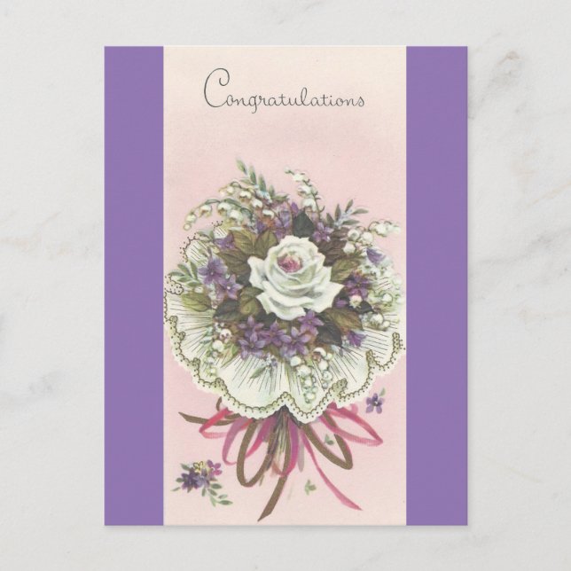 Postal Vintage Felicitaciones Bouquet (Anverso)