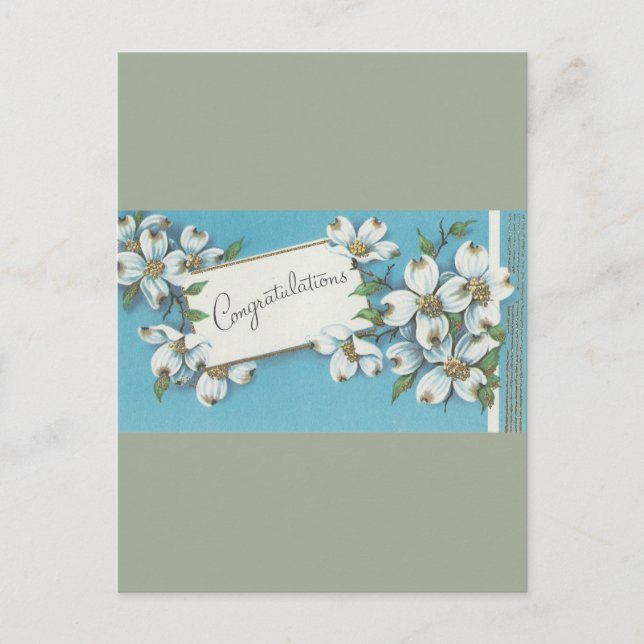 Postal Vintage Felicitaciones Con Dogwood (Anverso)