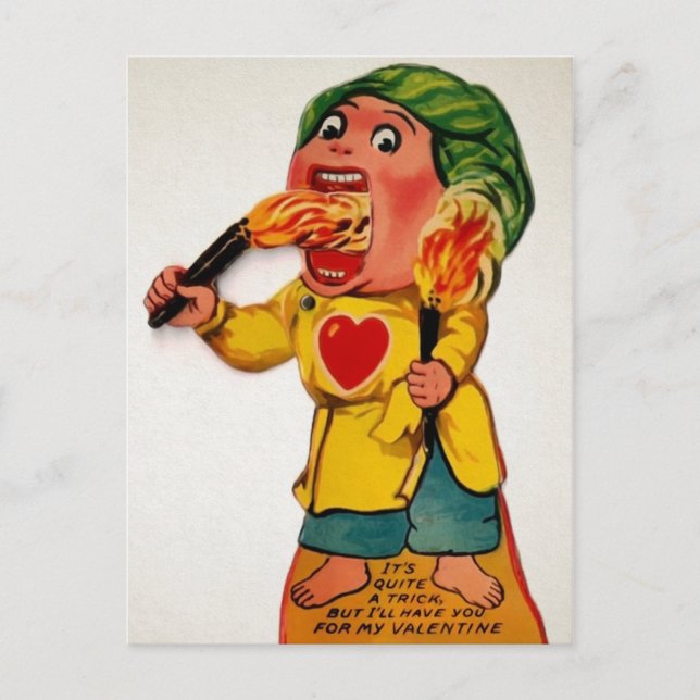 Postal Vintage Fire Eater Valentine (Anverso)