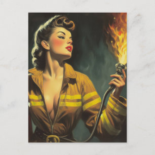 Postal Vintage Firefighter Pin Up
