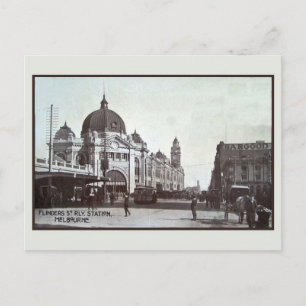 Postal Vintage Flinders Street, estación, Melbourne