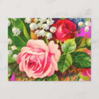 Vintage Floral Basket Watercolor