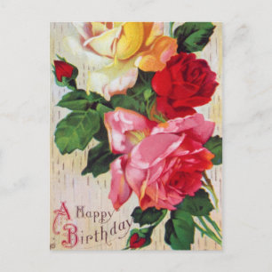 Postal Vintage Floral Birday
