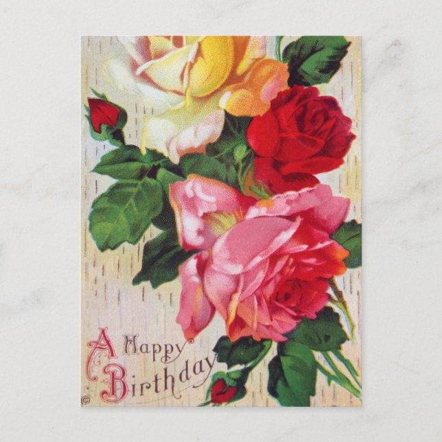 Postal Vintage Floral Birday (Anverso)