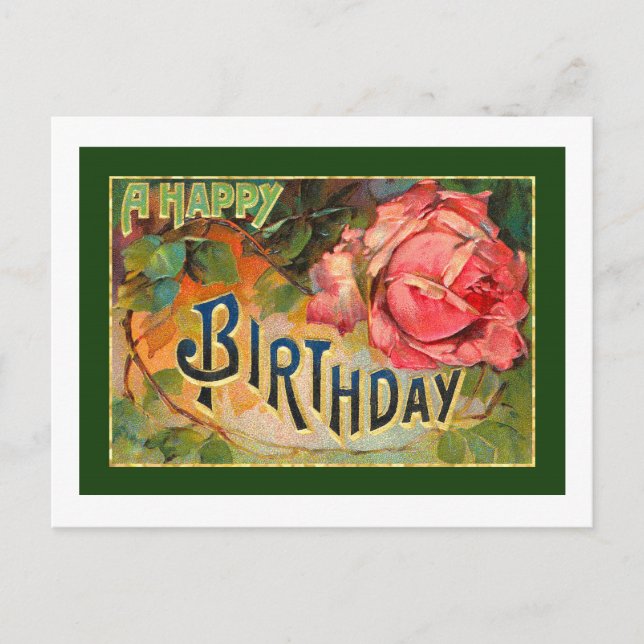 Postal Vintage Floral Happy Birday (Anverso)