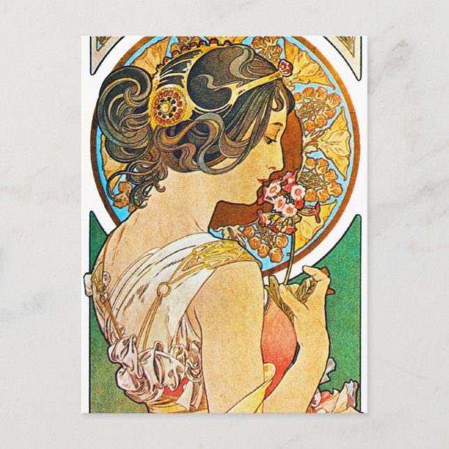 Postal Vintage Floral Mucha (Anverso)