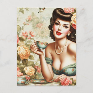 Postal Vintage Floral Pin Up