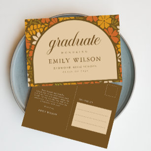 Postal Vintage Floral Retro Arco Graduación Agradecimient