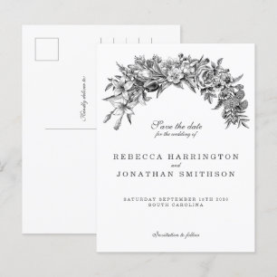 Postal Vintage Floral Wedding Save The Date