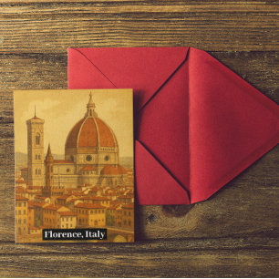 Postal Vintage Florence Italy Duomo Travel