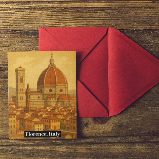 Postal Vintage Florence Italy Duomo Travel (Florence Italy Duomo vintage travel postcard)