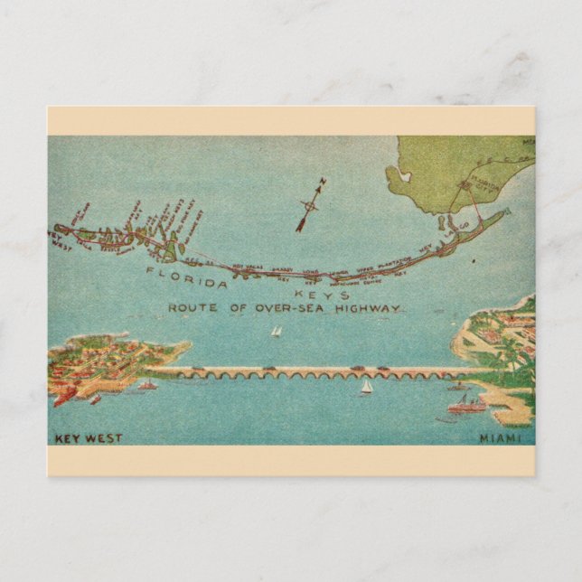Postal Vintage Florida Keys - Miami (Anverso)