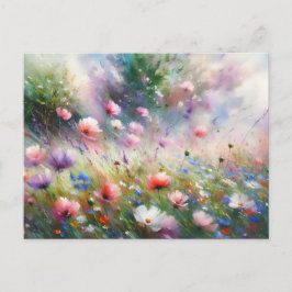 Postal Vintage  Flowers Field Nature Scene