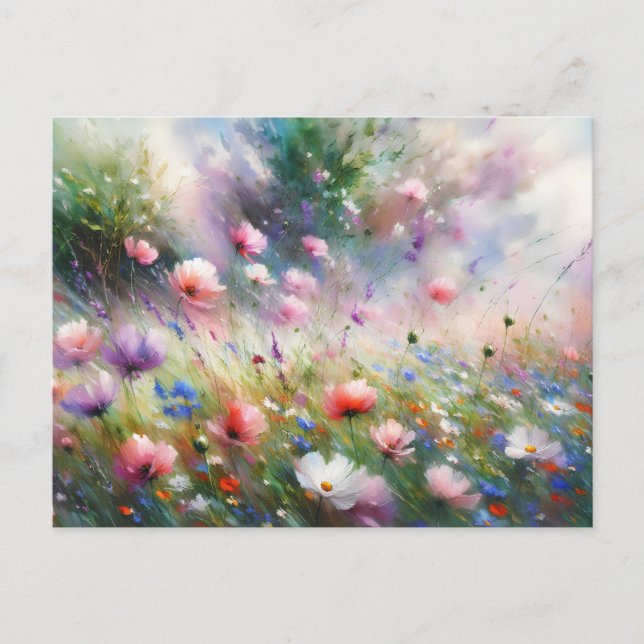 Postal Vintage  Flowers Field Nature Scene (Anverso)
