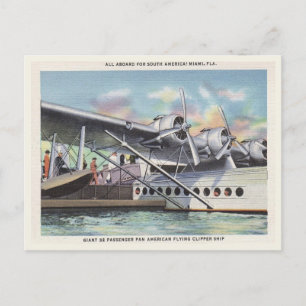 Postal Vintage Flying Clipper Ship Miami Florida