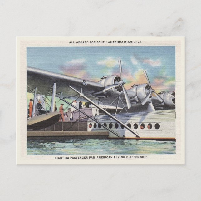 Postal Vintage Flying Clipper Ship Miami Florida (Anverso)