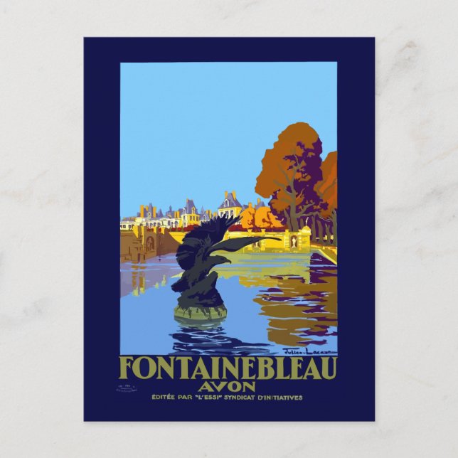 Postal Vintage Fontainebleau Paris Francia Travel (Anverso)