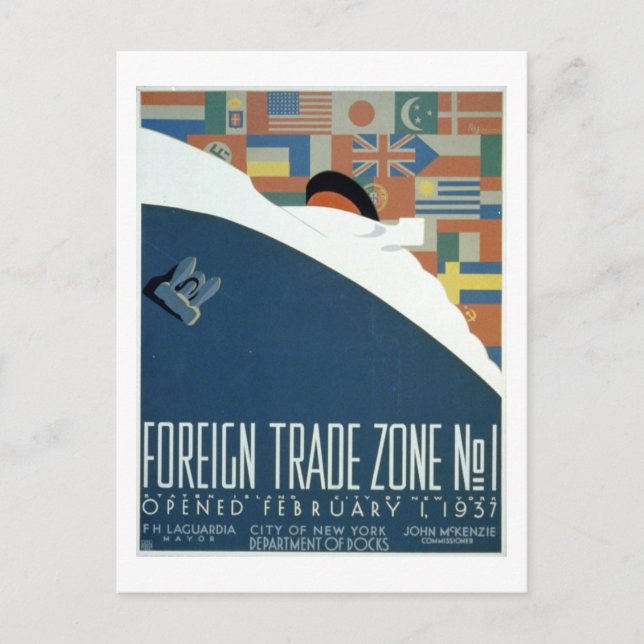 Postal Vintage Foreign Trade Zone Ocean Linags (Anverso)