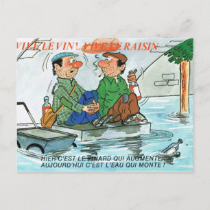 Postal Vintage France, Comic fishmen, Vive le vin