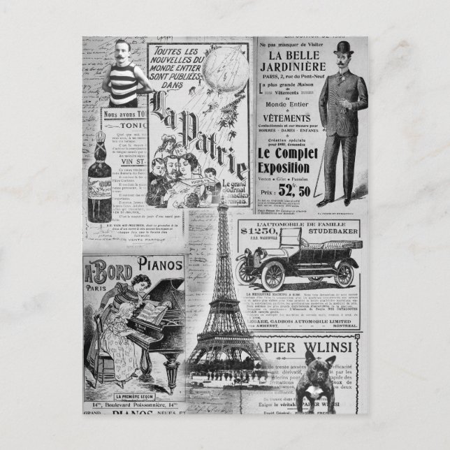 Postal Vintage francés Eiffel (Anverso)