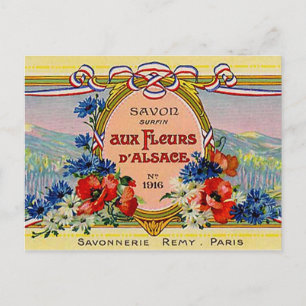 Postal Vintage francés floral bonito Fleurs aux. D'Alsace