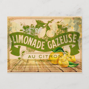 Postal Vintage francés Lemonade Summer Citrus Lemons
