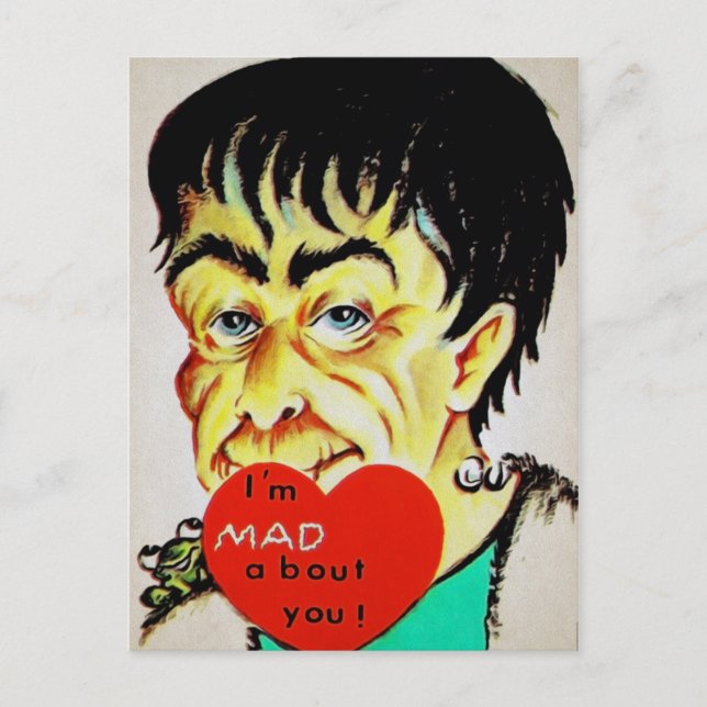 Postal Vintage Frankenstein Valentine (Anverso)
