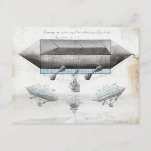 Postal Vintage French Airship Ilustracion