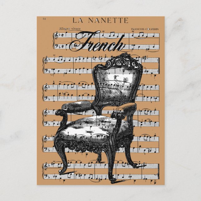 Postal Vintage French Chair and Music (Anverso)