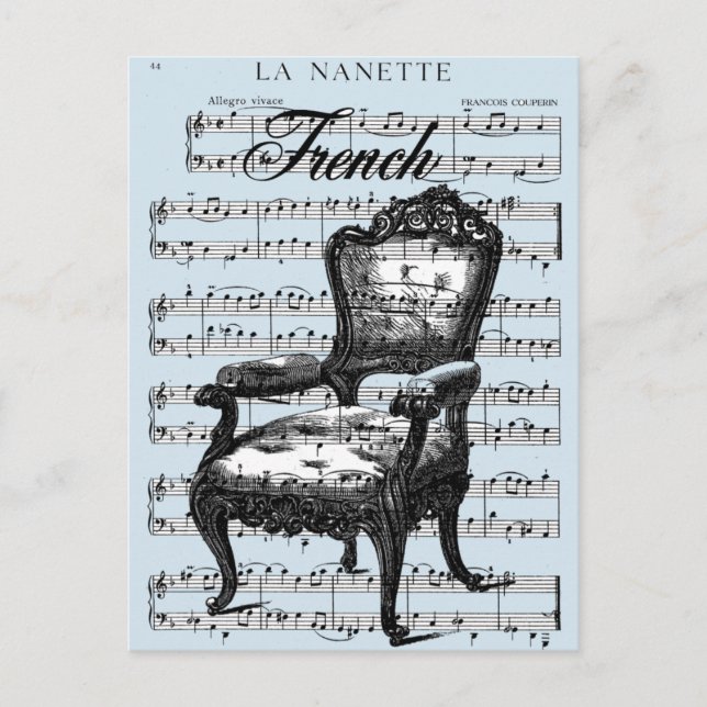 Postal Vintage French Chair and Music (Anverso)