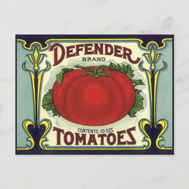 Postal Vintage Fruit Crate Art, Defender Tomates (Anverso)
