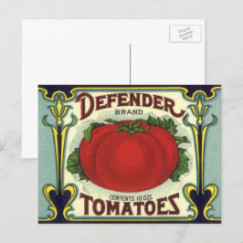 Postal Vintage Fruit Crate Label Art, Defender Tomatoes