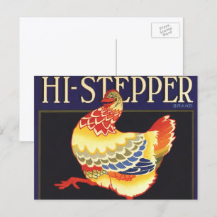 Postal Vintage Fruit Crate Label Art, Hi Stepper Chicken