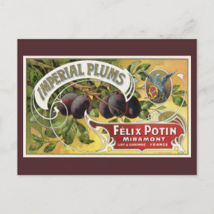 Postal Vintage Fruit Crate Label Art, Imperial Plums